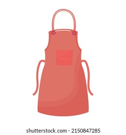 Red Apron For Cooking Semi Flat Color Vector Object. Full Sized Item On White. Hostess Apron. Protection In Kitchen. Simple Cartoon Style Illustration For Web Graphic Design And Animation