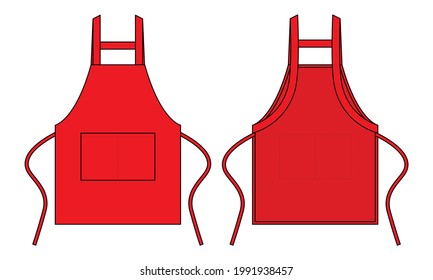 Red Apron With H-Style Template Vector On White Background.