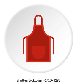 Red apron icon in flat circle isolated vector illustration for web