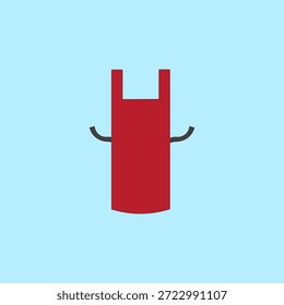 Red apron vector illustration. Uniform for cooking, baking, cleaning
