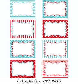 Red and Aqua Printable Labels Set.Tags,Photo Frame, Gift Tags, Scrapbooking,Card Making,Invitation.