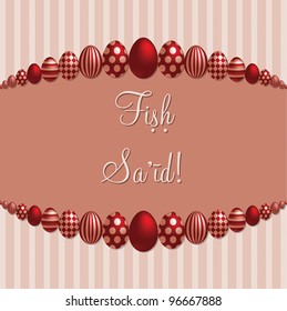 Red Arabic 'Happy Easter!' card in vector format.