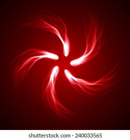 red arc formed comets abstract. (five comet.turbulenced tails version)