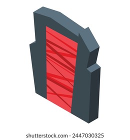 Red arch portal icon isometric vector. Energy desert neon. Vortex door time