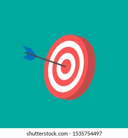 Red archery target icon isometric style.flat design.red and white target icon