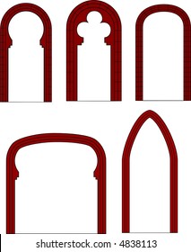 red arches on the white background