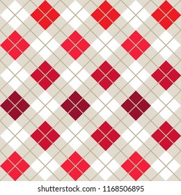 Red Argyle Diagonal Decorative Seamless Harlequin Pattern