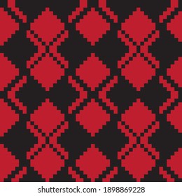 Red Argyle, diamond shape seamless pattern background suitable for fashion textile, knitwear, graphics