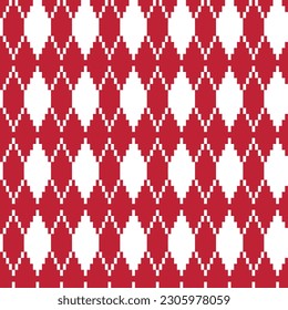 Red Argyle fair isle seamless pattern design for knitwear, fashion textile, graphics