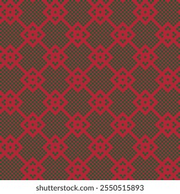 Red Argyle fair isle seamless pattern design for knitwear, fashion textile, graphics