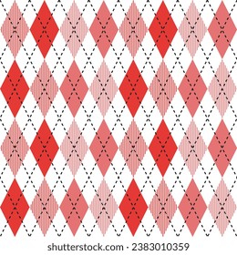 Red argyle pattern. Argyle vector pattern. Argyle pattern. Seamless geometric pattern for clothing, wrapping paper, backdrop, background, gift card, sweater.