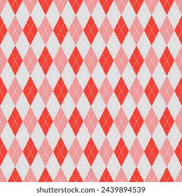 Red argyle pattern. Argyle vector pattern. Argyle pattern. Seamless geometric pattern for clothing, wrapping paper, backdrop, background, gift card, sweater.	