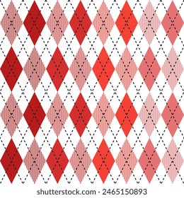 Red argyle pattern. Argyle vector pattern. Argyle pattern. Seamless geometric pattern for clothing, wrapping paper, backdrop, background, gift card, sweater.