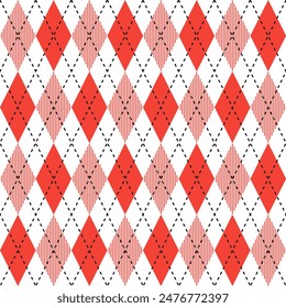 Motif argyle rouge. Argyle  motif de Image vectorielle. Motif argyle. Motif géométrique harmonieux de vêtements, papier à envelopper, arrière-plan, arrière-plan, carte cadeau, pull.