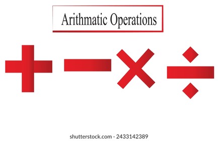 Red arithmetic operations on white background