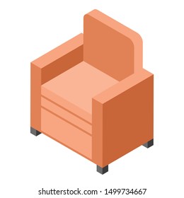 Red armchair icon. Isometric of red armchair vector icon for web design isolated on white background