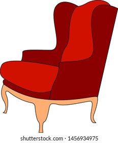 Red armchair, illustration, vector on white background.