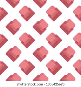 Red armchair ,seamless pattern on white background.