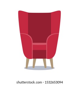 
Red armchair vector icon. Flat illustration. Template for web design on a white background.