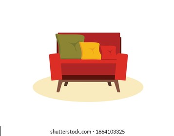 red armchair, vector illustration, flat style