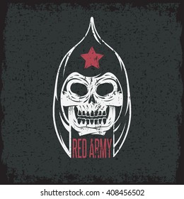 red army soldier skull grunge vector design template