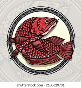 Red Arowana Fish Illustration. Premium vector
