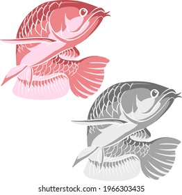Diseño de vectores de peces de Arowana Roja 