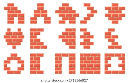 Red arranged bricks square for decoration shape