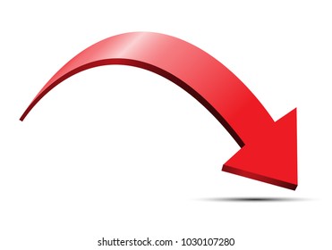 Red arrow 3D curve direction design on white background vector illustration.