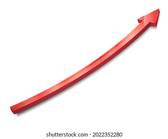 Red arrow. 3d UP financial graph isolated on white background. Vector illustration. Eps 10.
