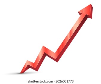 Red arrow. 3d UP financial graph isolated on white background. Vector illustration. Eps 10.
