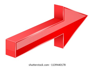 Red arrow. 3d next sign. Vector illustration isolated on white background