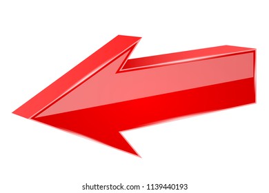 Red arrow. 3d previous sign. Vector illustration isolated on white background