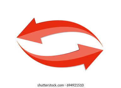Icono de signo 3d de flecha roja. Ilustración vectorial aislada sobre fondo blanco. EPS10
