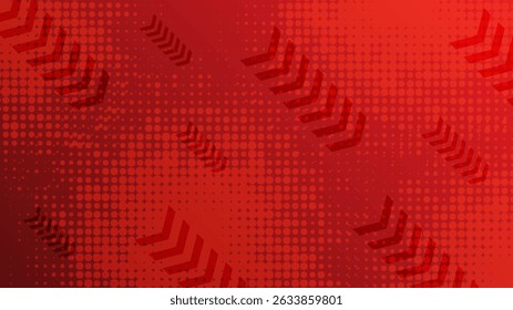 Fondo geométrico Abstractas de flecha roja con patrones de semitonos. Ilustración vectorial moderna
