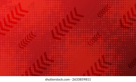 Plano de Fundo Geométrico Abstrato de Seta Vermelha com Padrões de Meio-Tom