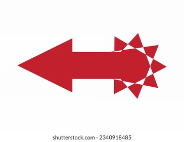 red arrow with the base of the sun logo on a white background