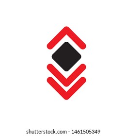 Red Arrow and Black Square Logo Vector