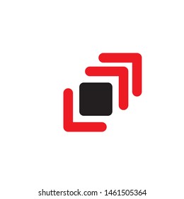 Red Arrow and Black Square Logo Vector