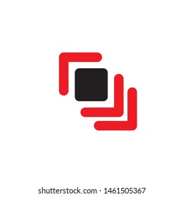 Red Arrow and Black Square Logo Vector