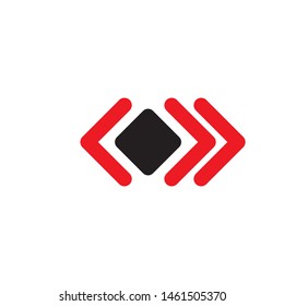 Red Arrow and Black Square Logo Vector