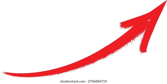 Pincelada de flecha roja que apunta hacia arriba Pintura derecha grunge