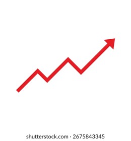 Red Line Graph Arrow on Transparent Background Illustrating Growth ...