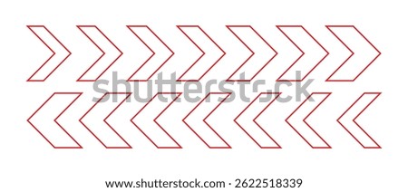 Red  Arrow Chevron Symbol Warning Striped Vector. 