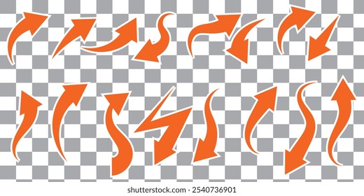red arrow curve graph isolated on transparent background