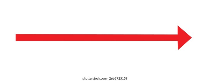 Red arrow curve graph isolated on transparent background.Red arrow Right vector Direction isolated on a white background. Simple red arrow.