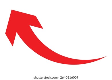 red arrow. Red curve arrow vector. Red arrow icon. curve arrow icon. flat style.