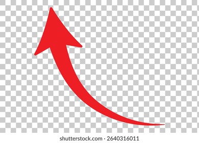 red arrow. Red curve arrow vector. Red arrow icon. curve arrow icon. flat style.