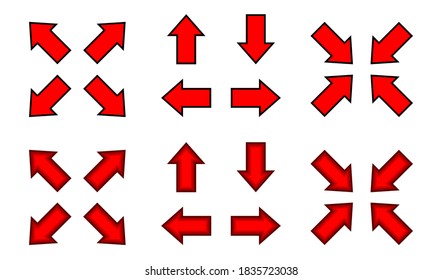 flecha roja y signo de flecha diagonal para el mapa, botón de flecha para el juego gráfico, flecha para la dirección
