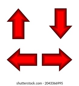 red arrow for diagonal arrow sign for map, arrow button for graphic game, arrow for direction